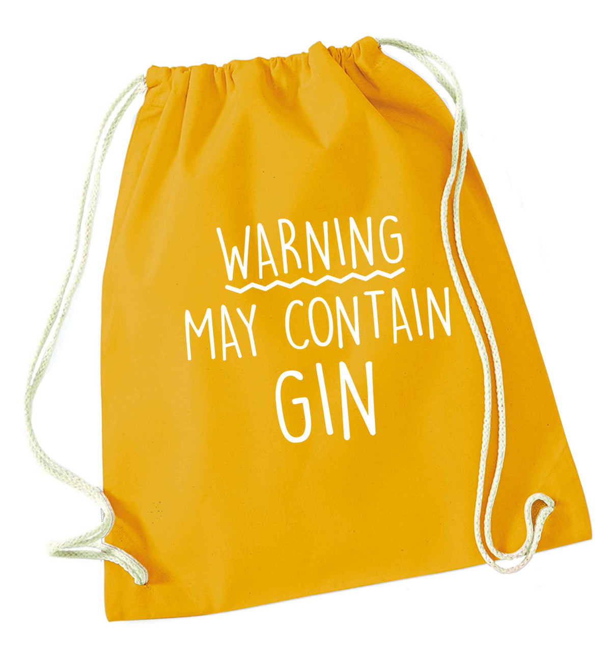 Warning may contain gin mustard drawstring bag