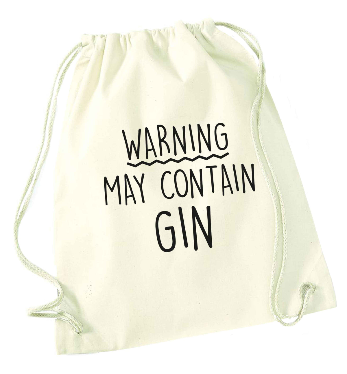 Warning may contain gin natural drawstring bag