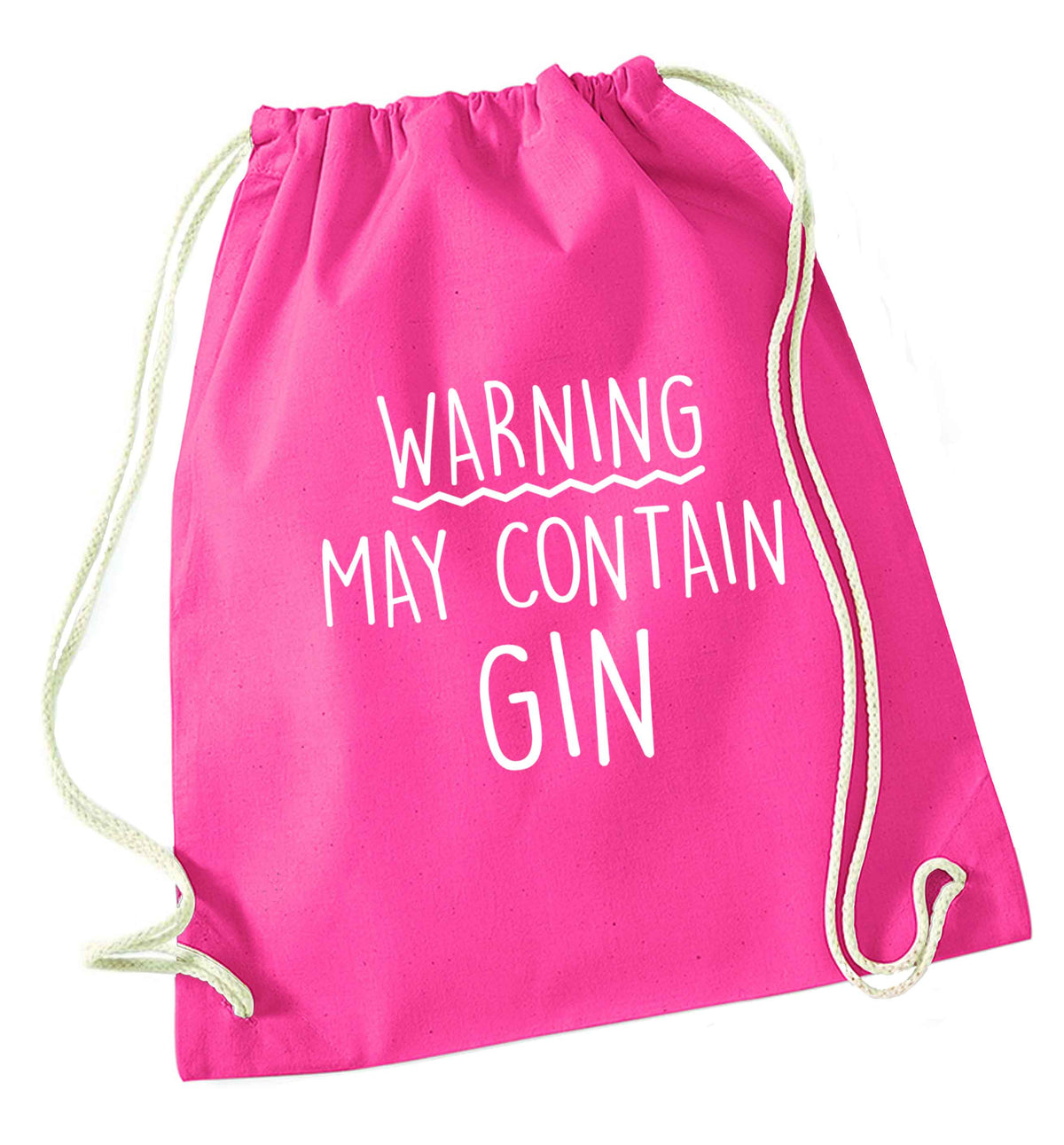 Warning may contain gin pink drawstring bag
