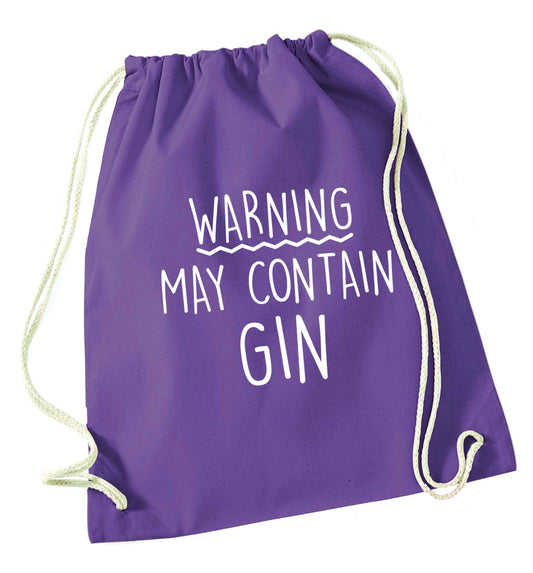 Warning may contain gin purple drawstring bag