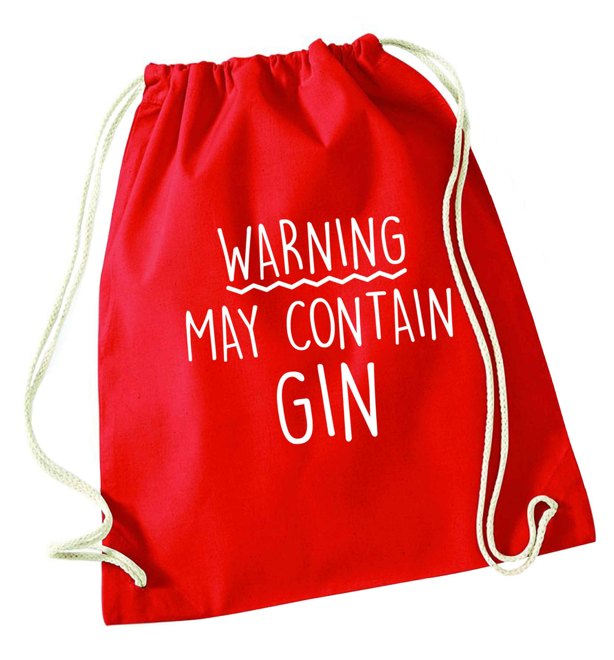 Warning may contain gin red drawstring bag 