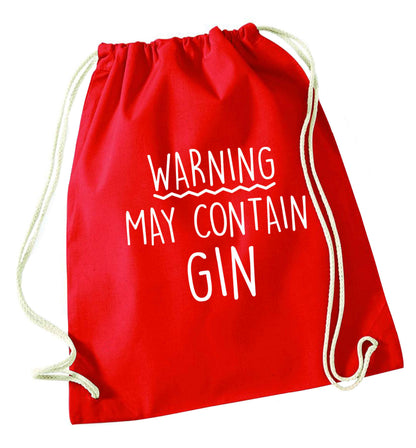 Warning may contain gin red drawstring bag 