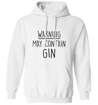 Warning may contain gin adults unisex white hoodie 2XL