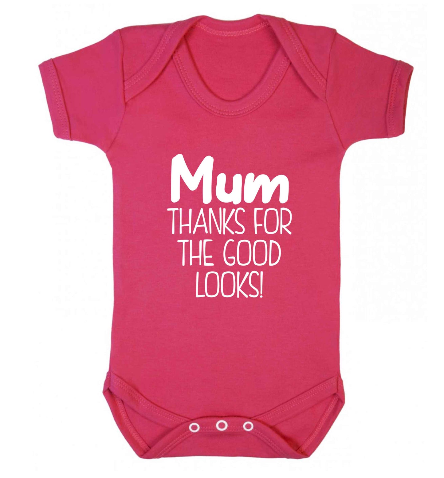 Mum thanks for the good looks! baby vest dark pink 18-24 months