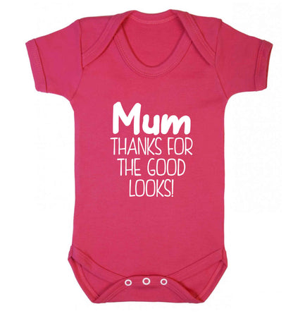 Mum thanks for the good looks! baby vest dark pink 18-24 months