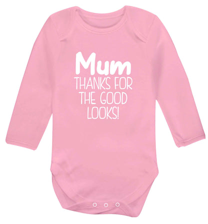 Mum thanks for the good looks! baby vest long sleeved pale pink 6-12 months