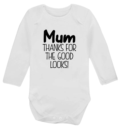Mum thanks for the good looks! baby vest long sleeved white 6-12 months