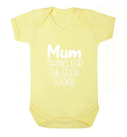 Mum thanks for the good looks! baby vest pale yellow 18-24 months