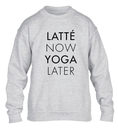 Latte now yoga later children's grey sweater 12-14 Years