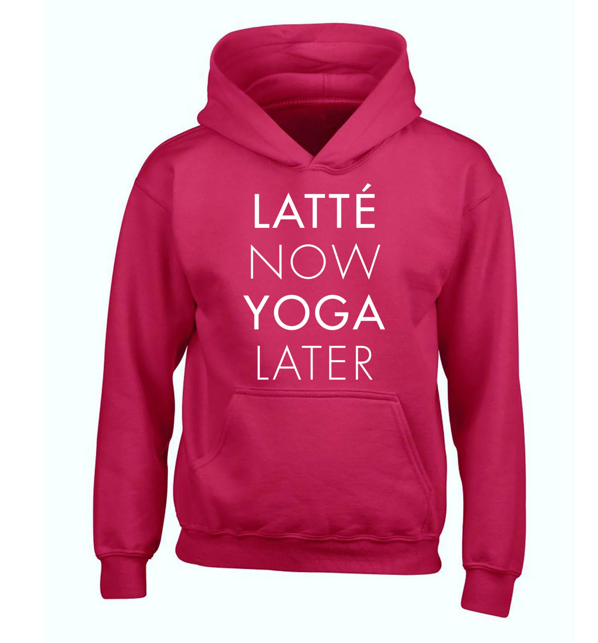 Latte now yoga later children's pink hoodie 12-14 Years