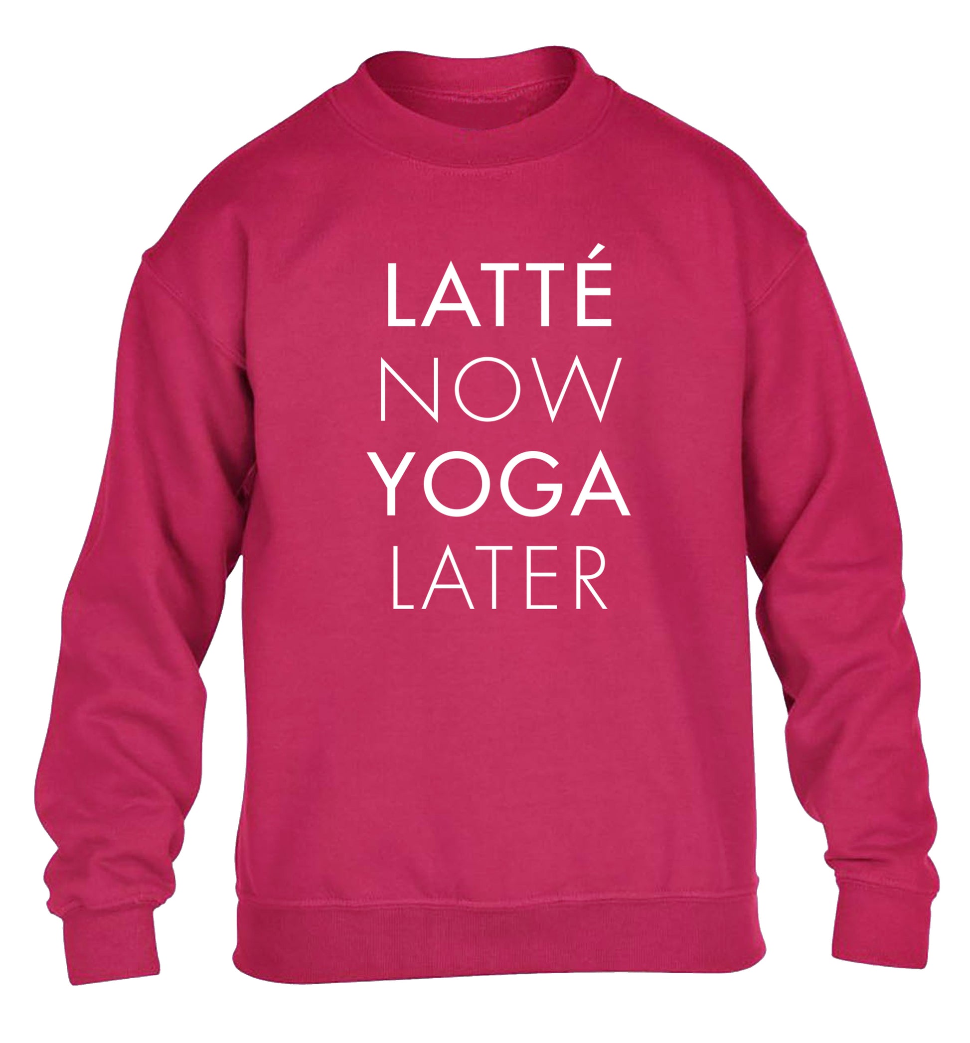 Latte now yoga later children's pink sweater 12-14 Years