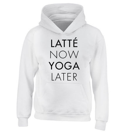 Latte now yoga later children's white hoodie 12-14 Years