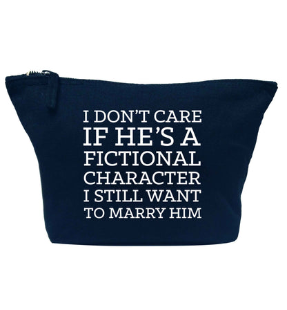 I don't care if he's a fictional character I still want to marry him navy makeup bag