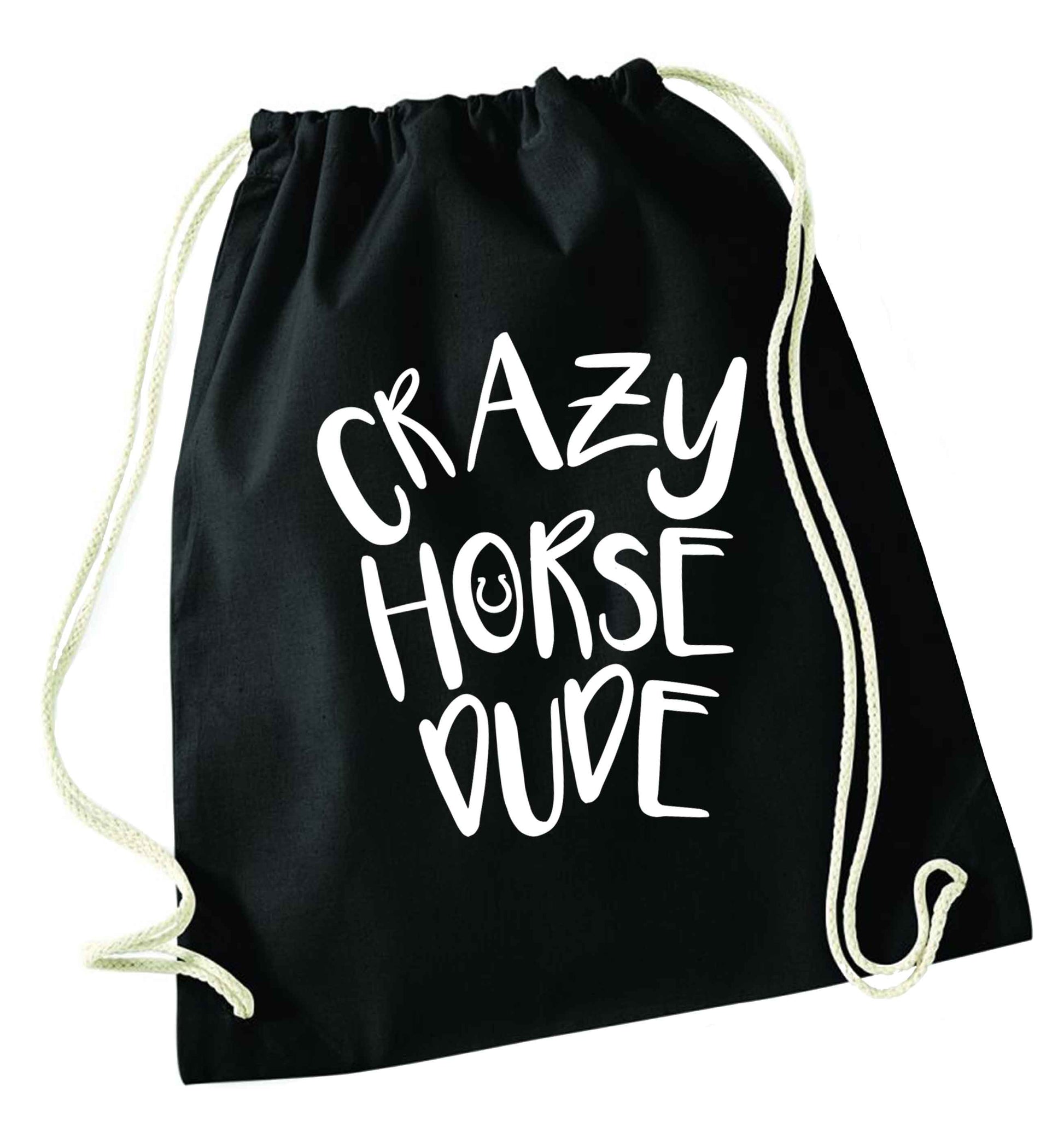 Crazy horse dude black drawstring bag