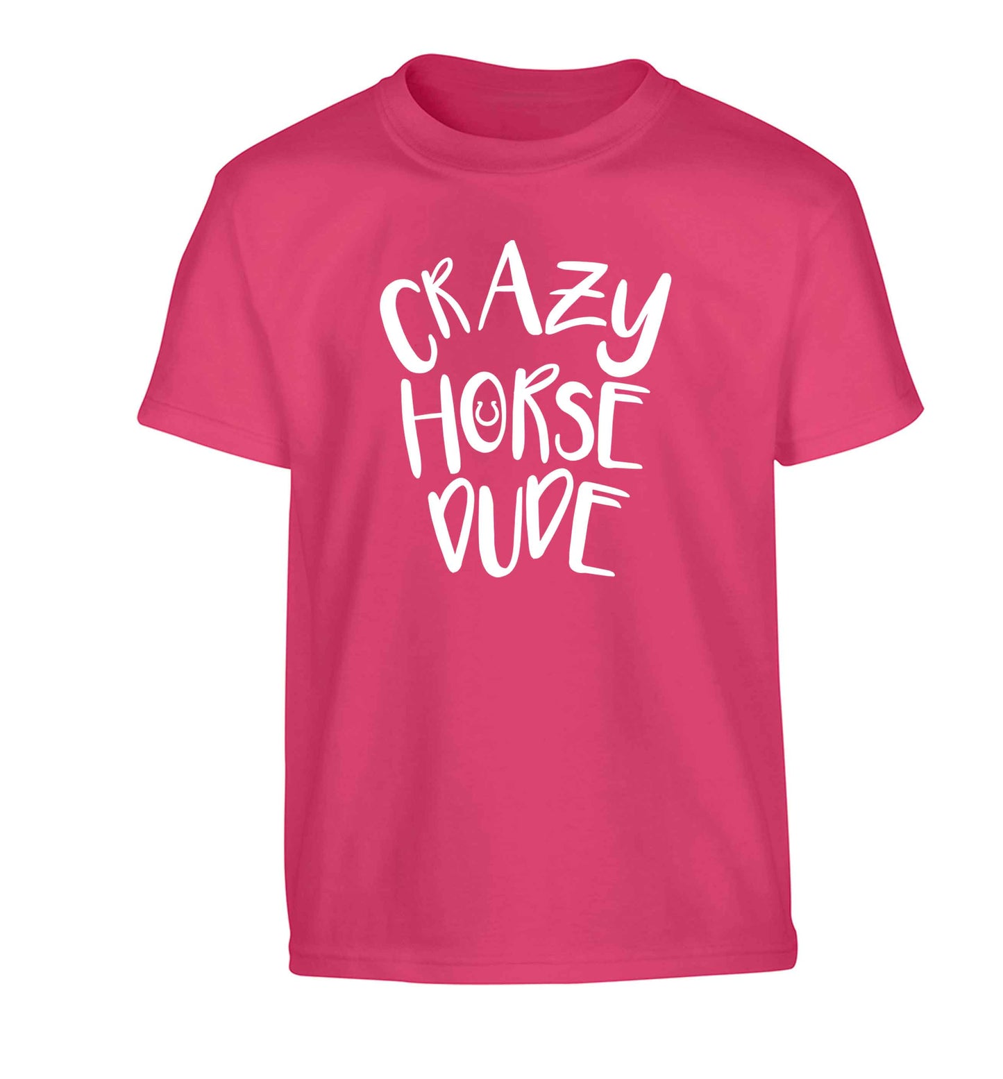 Crazy horse dude Children's pink Tshirt 12-13 Years