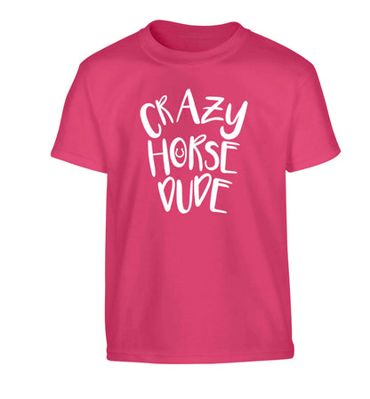 Crazy horse dude Children's pink Tshirt 12-13 Years