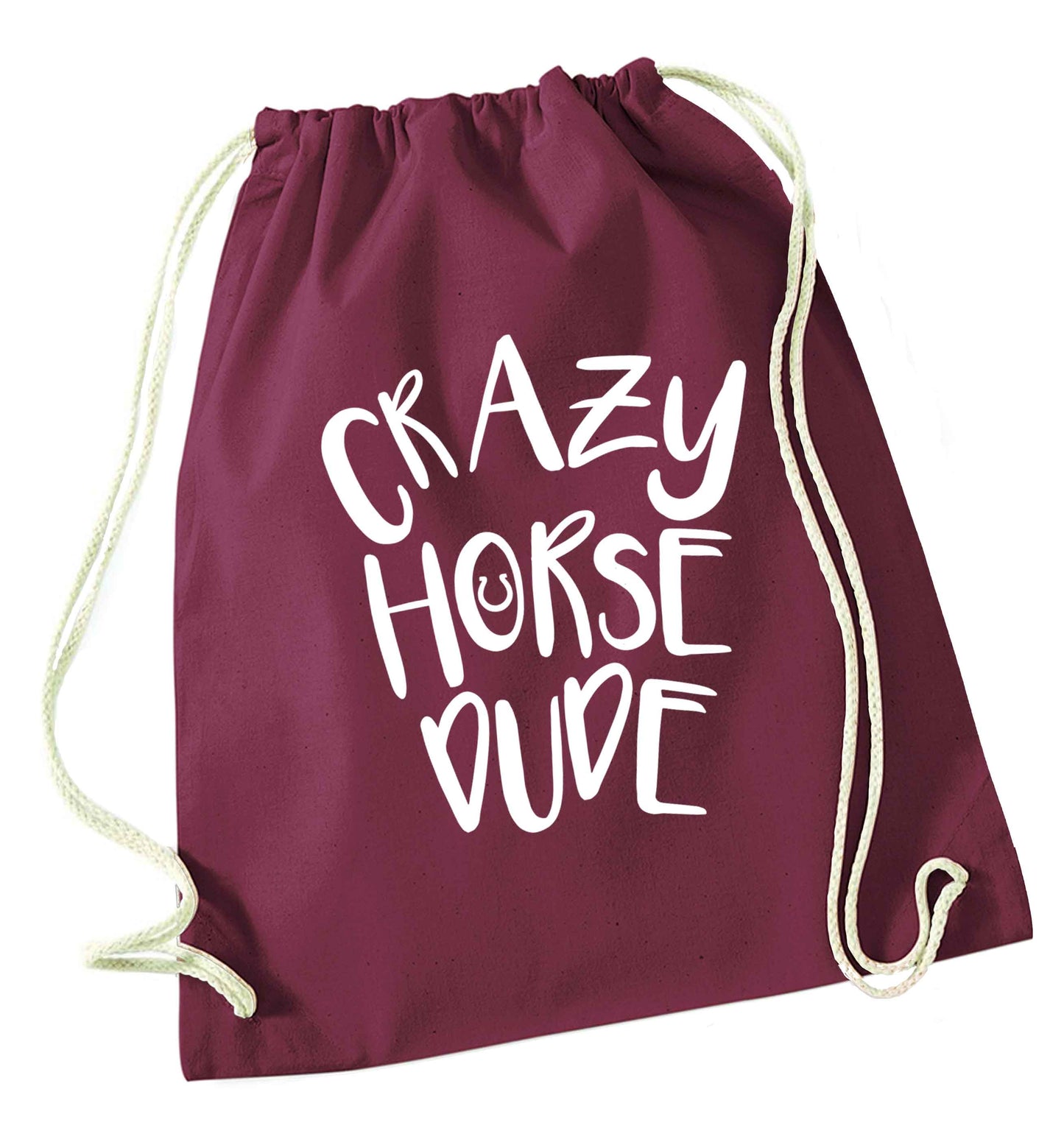 Crazy horse dude maroon drawstring bag