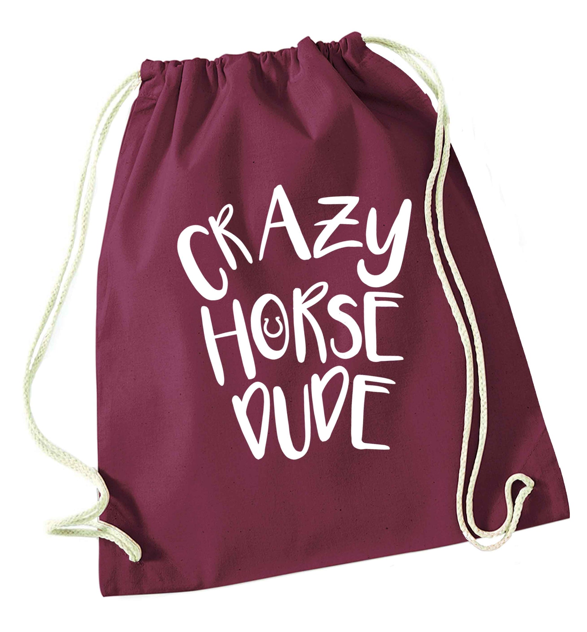 Crazy horse dude maroon drawstring bag