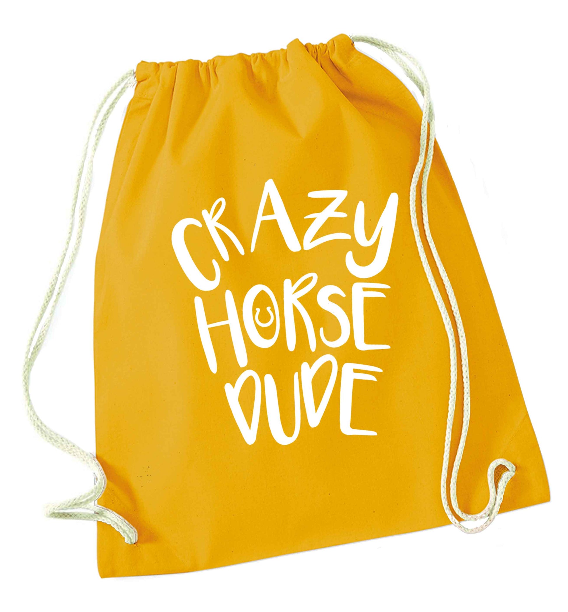 Crazy horse dude mustard drawstring bag