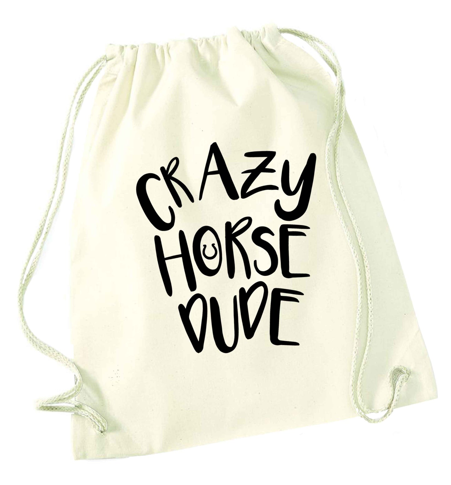 Crazy horse dude natural drawstring bag