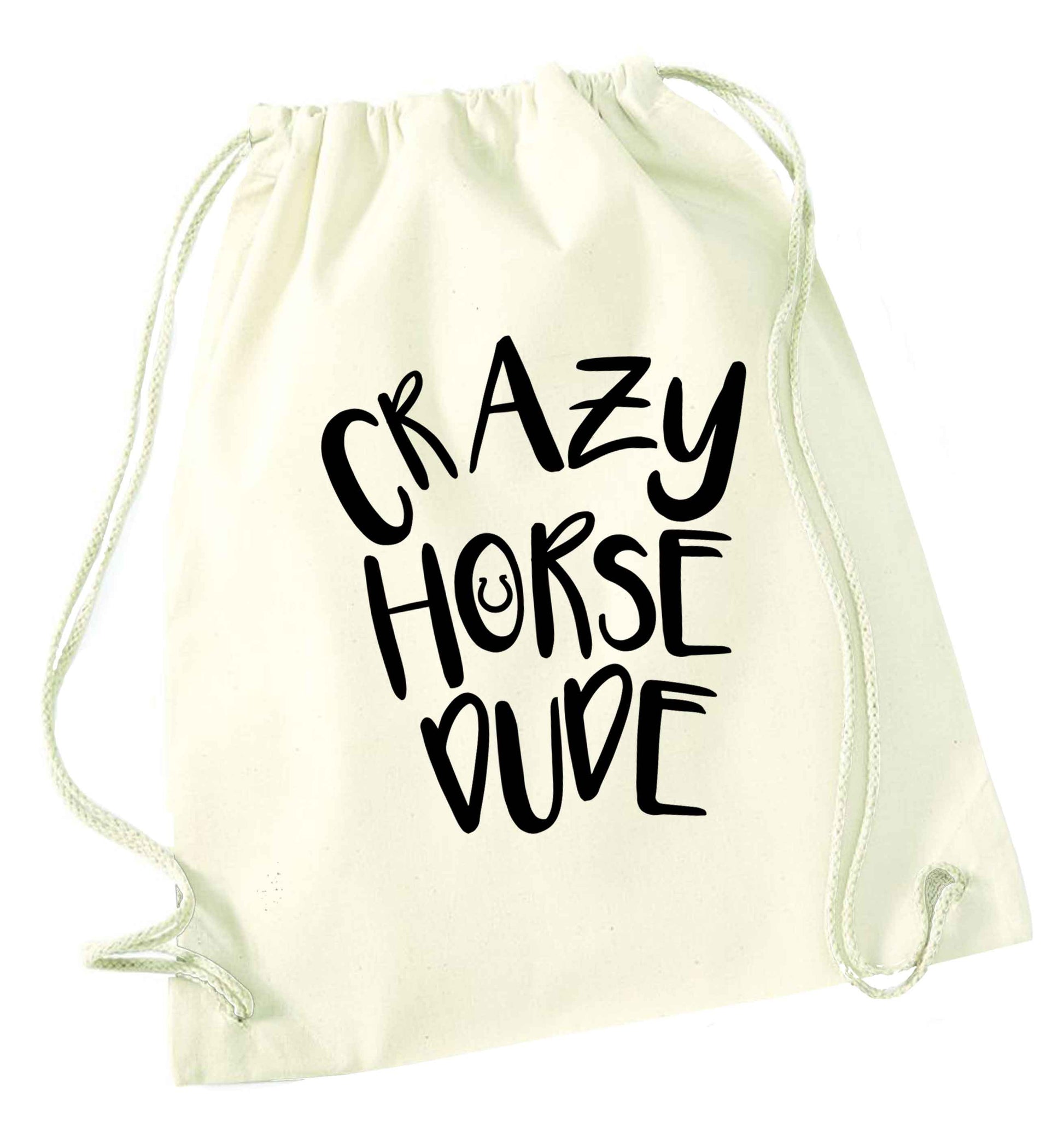 Crazy horse dude natural drawstring bag