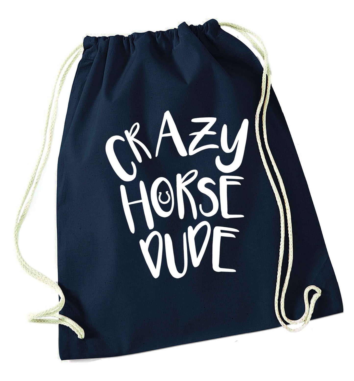 Crazy horse dude navy drawstring bag