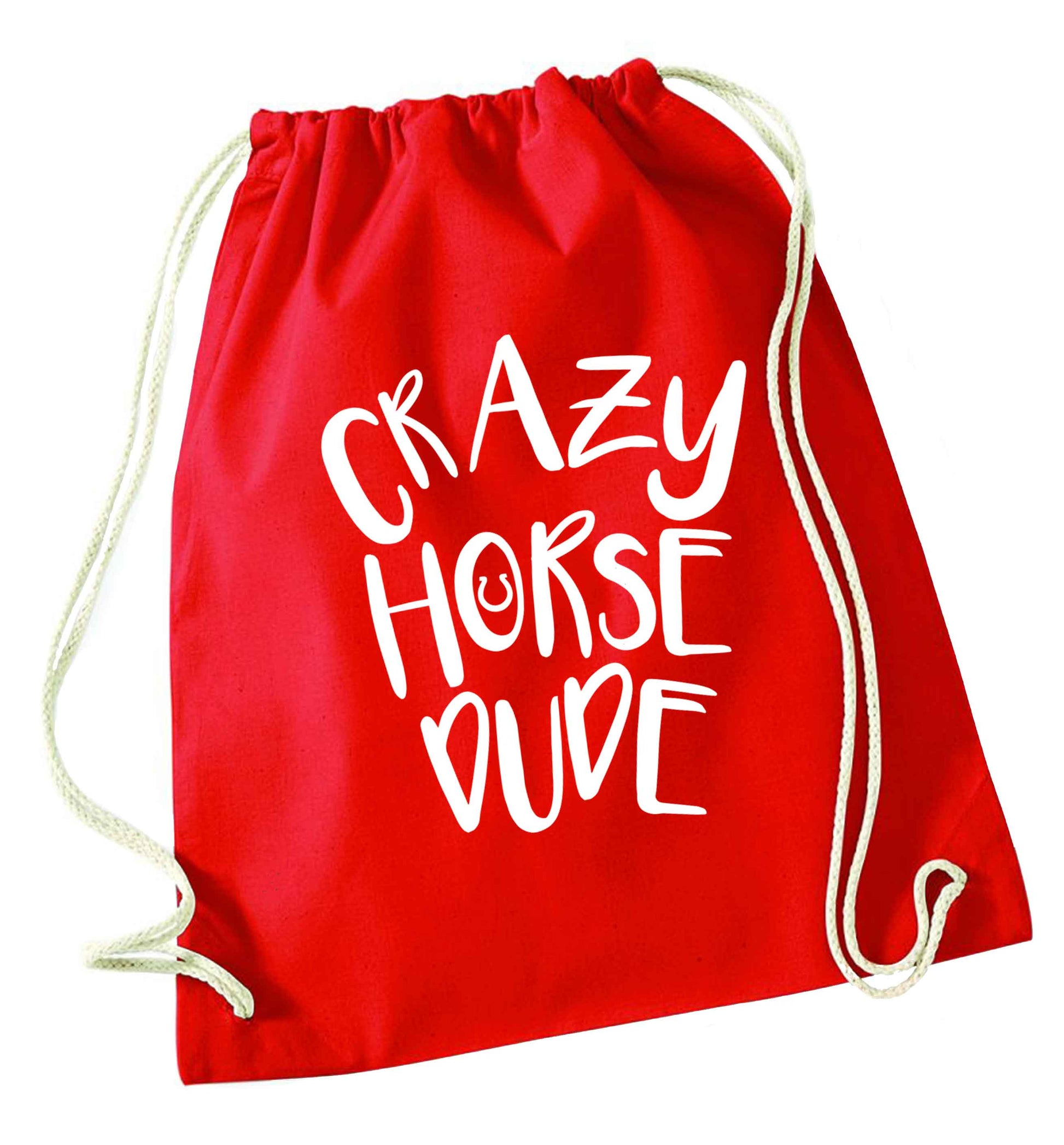 Crazy horse dude red drawstring bag 