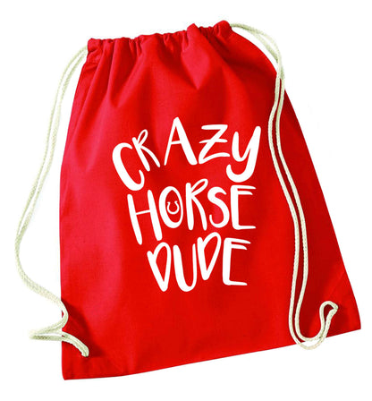 Crazy horse dude red drawstring bag 