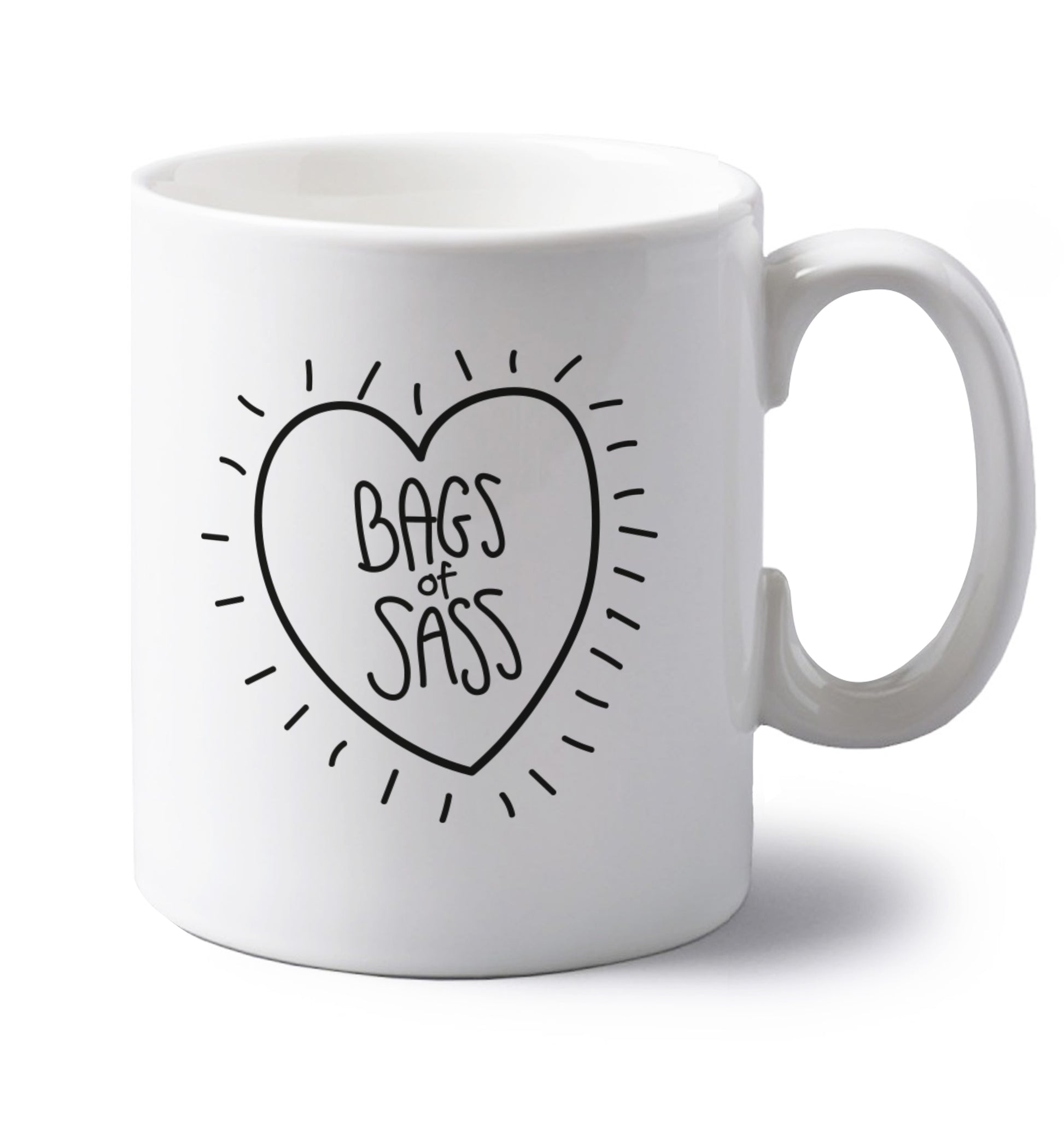 Bags of sass left handed white ceramic mug 
