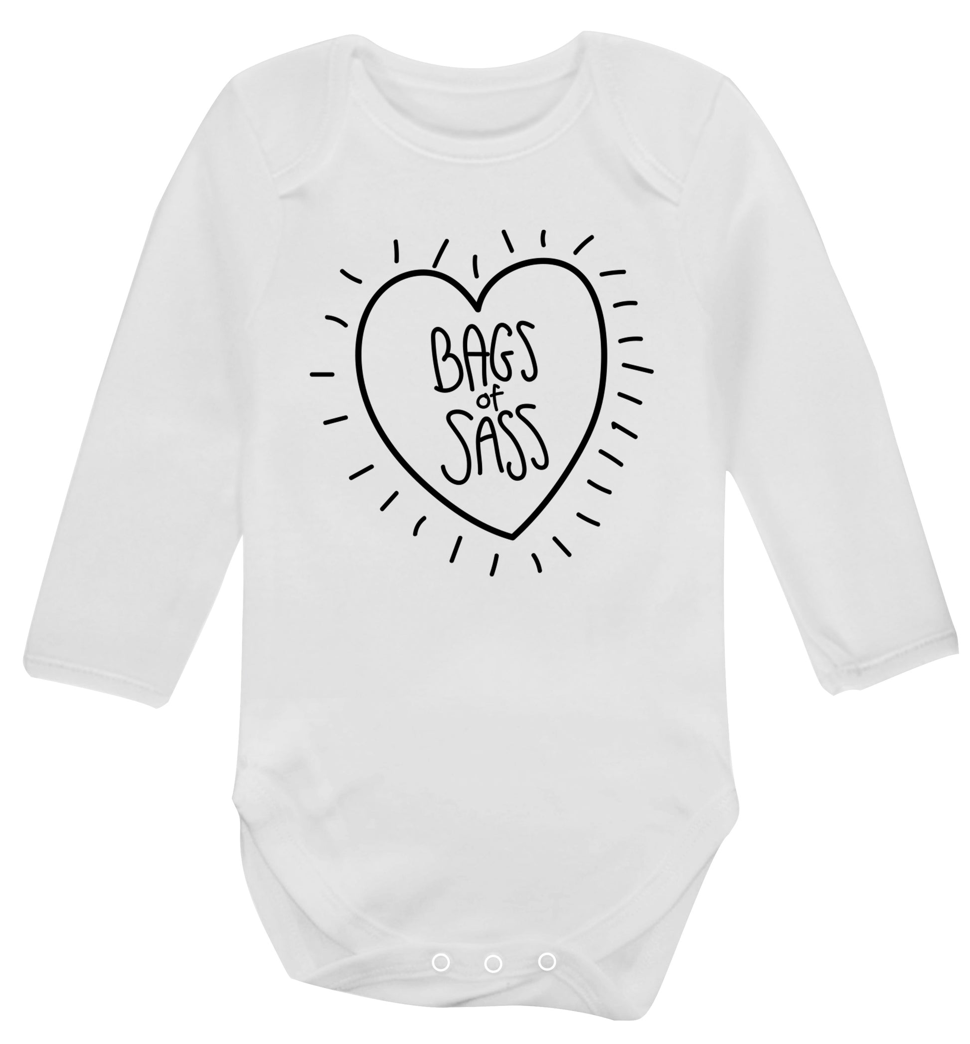 Bags of sass Baby Vest long sleeved white 6-12 months