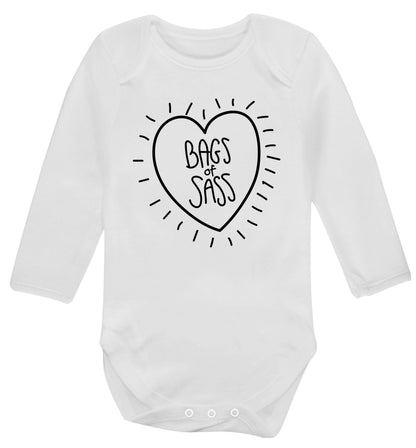 Bags of sass Baby Vest long sleeved white 6-12 months