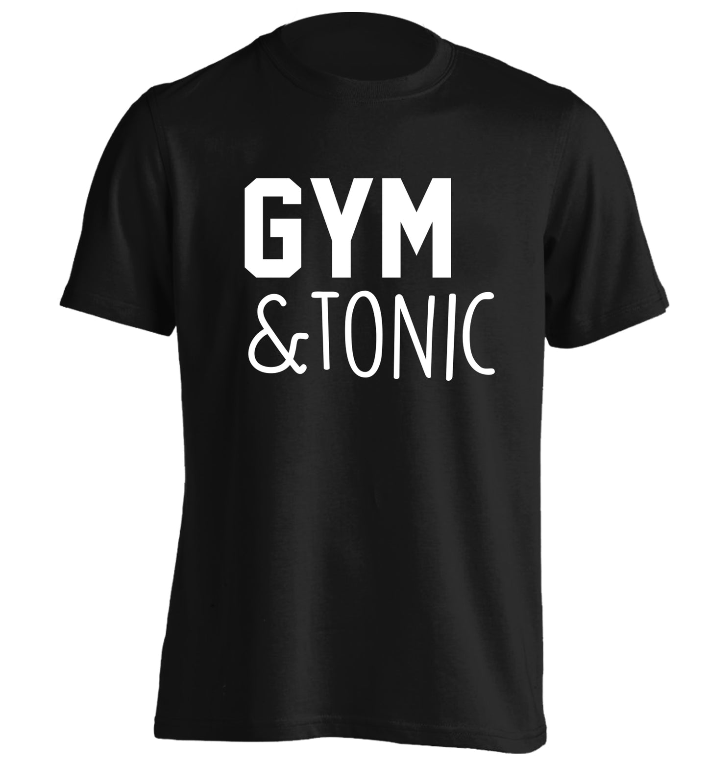 Gym and tonic adults unisex black Tshirt 2XL