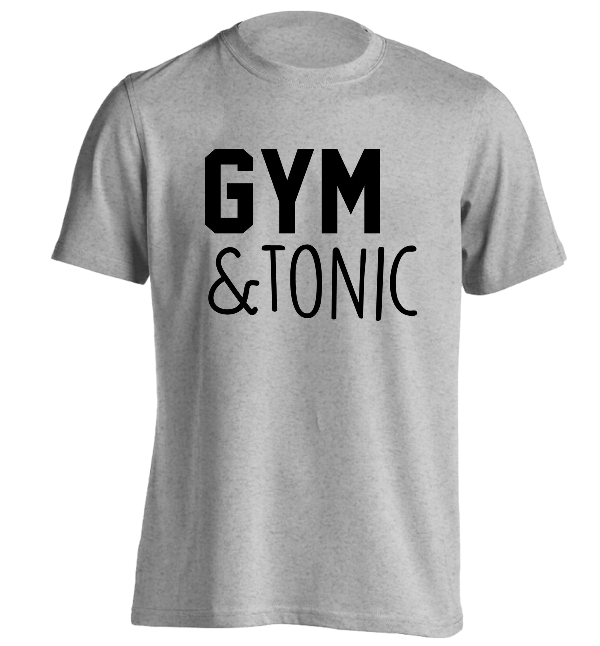 Gym and tonic adults unisex grey Tshirt 2XL