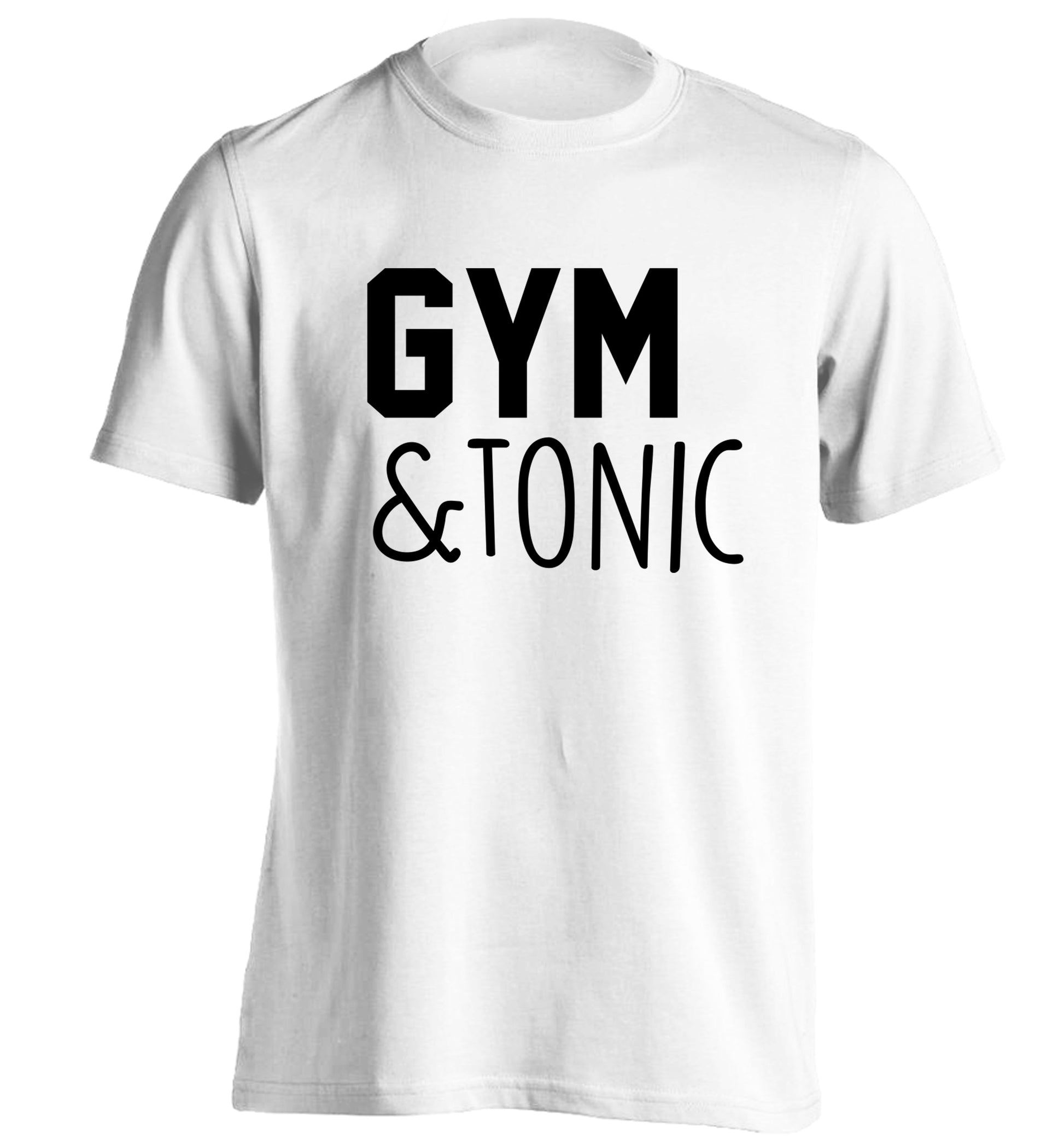 Gym and tonic adults unisex white Tshirt 2XL