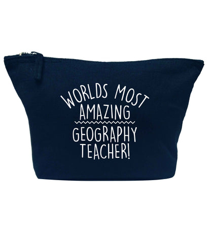 Worlds most amazing geography teacher navy makeup bag