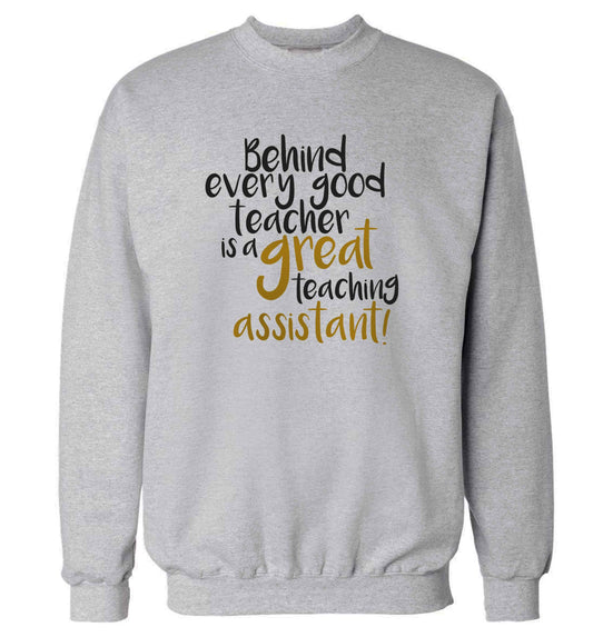 Behind every good teacher is a great teaching assistant adult's unisex grey sweater 2XL