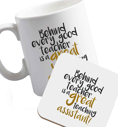 10 oz Favourite Type Pan Pancake ceramic mug and coaster set right handed