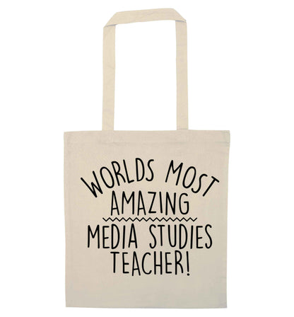Worlds most amazing media studies teacher natural tote bag