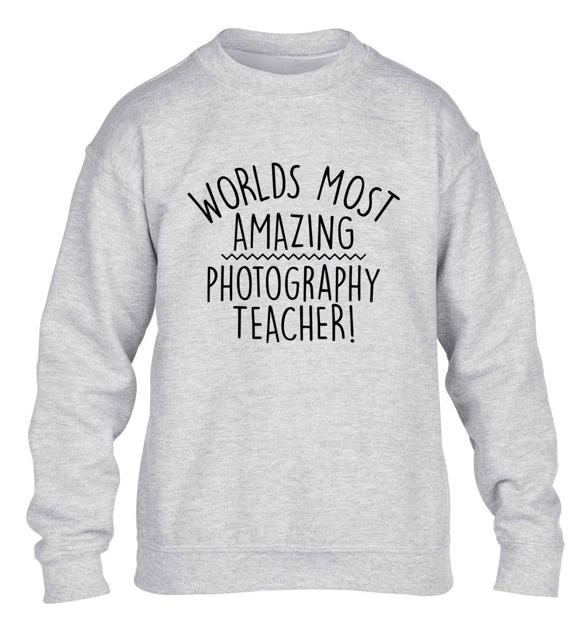 Worlds most amazing photography teacher children's grey sweater 12-13 Years