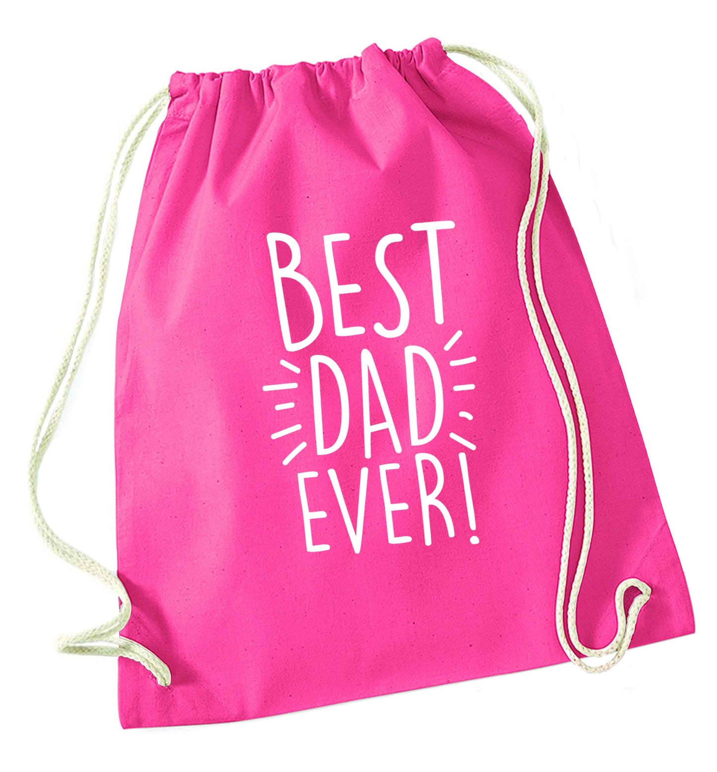 Best dad ever! pink drawstring bag