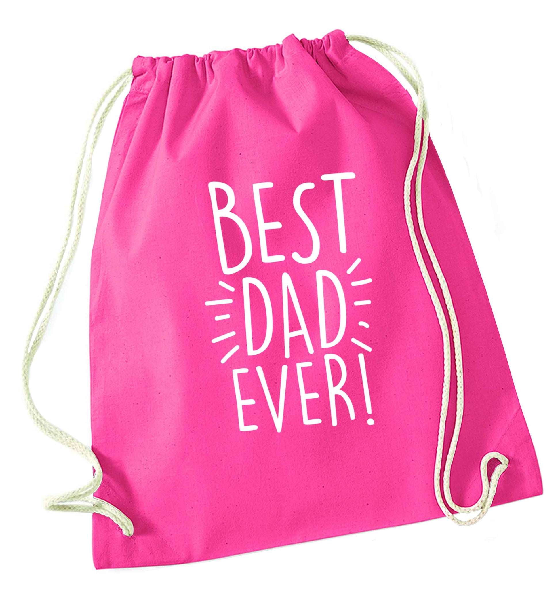 Best dad ever! pink drawstring bag