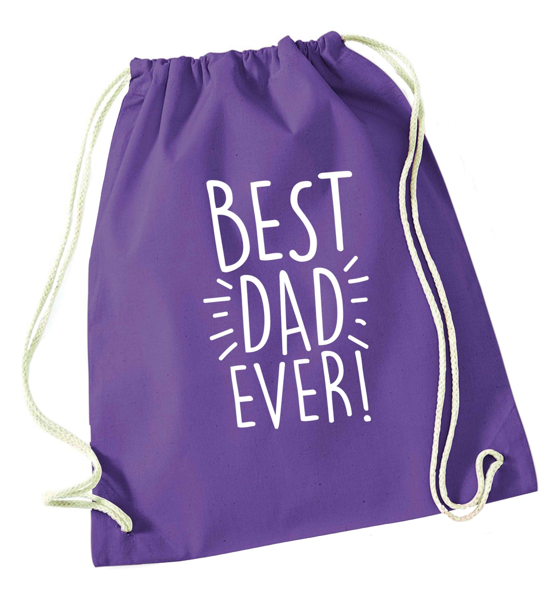 Best dad ever! purple drawstring bag