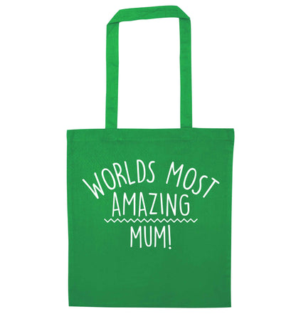 Worlds most amazing mum green tote bag
