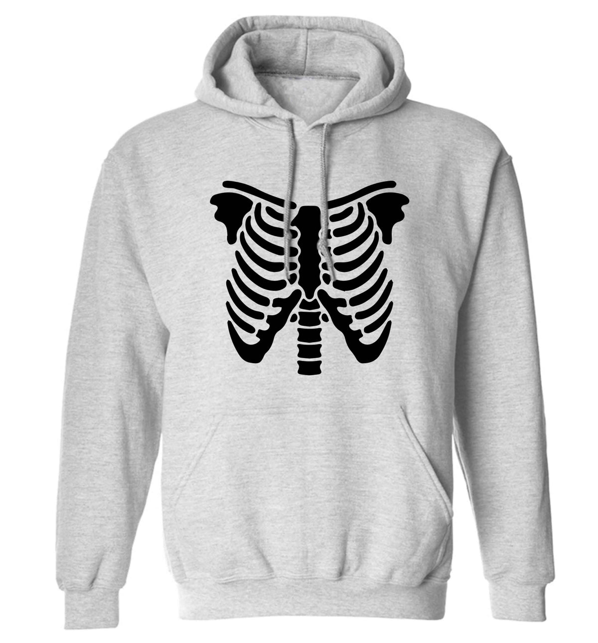 Skeleton ribcage adults unisex grey hoodie 2XL
