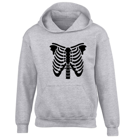Skeleton ribcage children's grey hoodie 12-13 Years