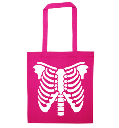 Skeleton ribcage pink tote bag