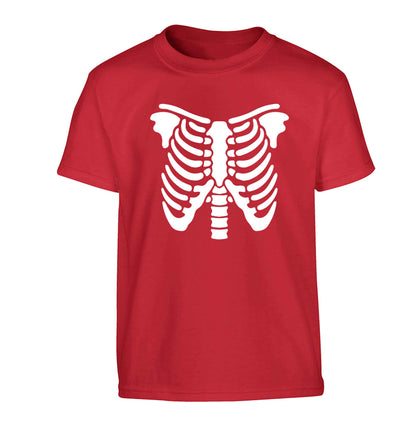 Skeleton ribcage Children's red Tshirt 12-13 Years