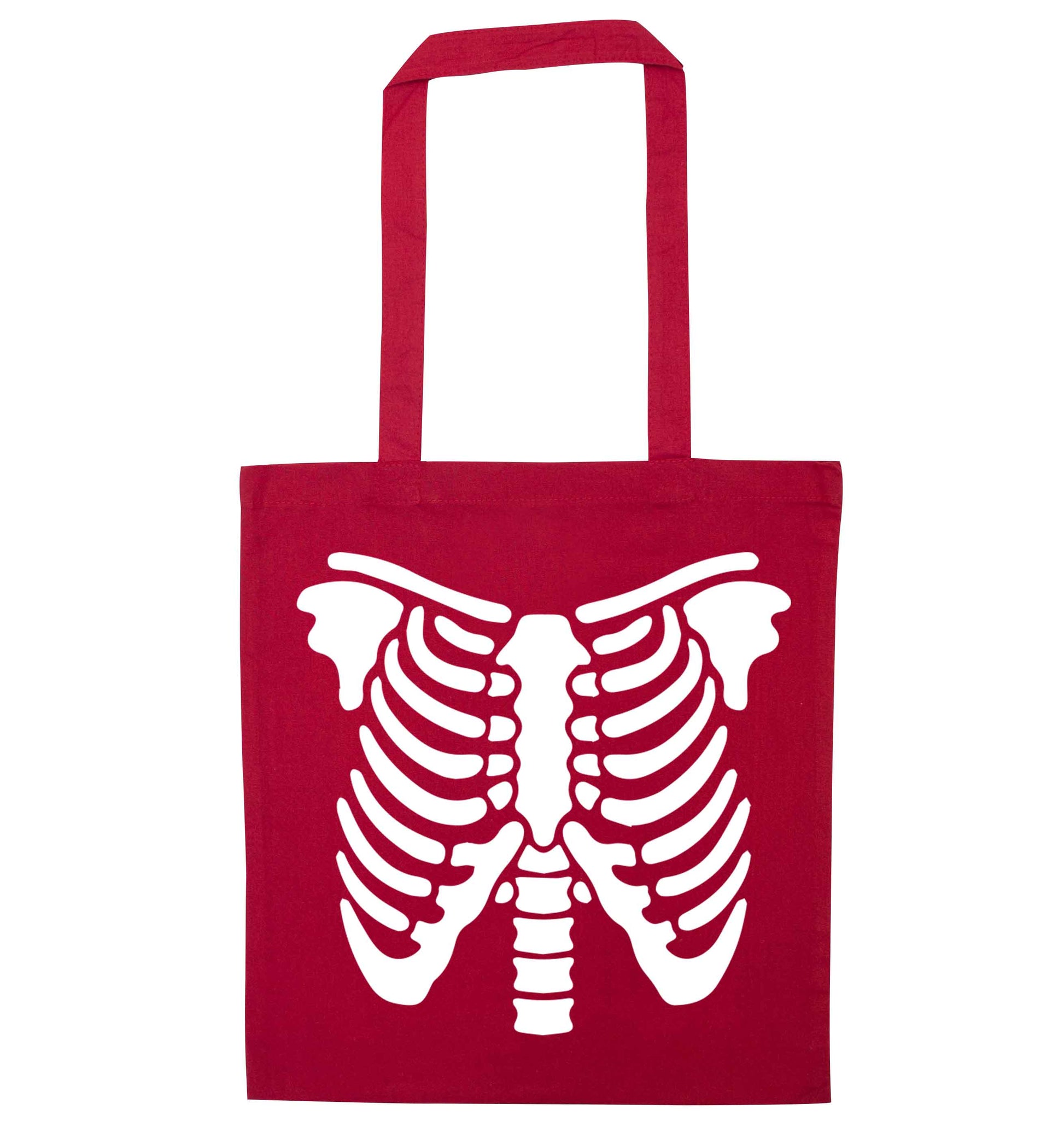 Skeleton ribcage red tote bag