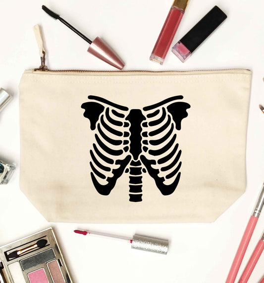 Skeleton ribcage natural makeup bag