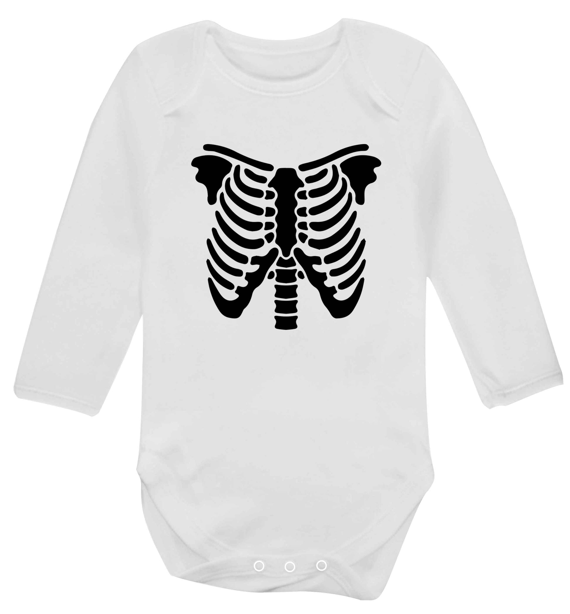 Skeleton ribcage baby vest long sleeved white 6-12 months